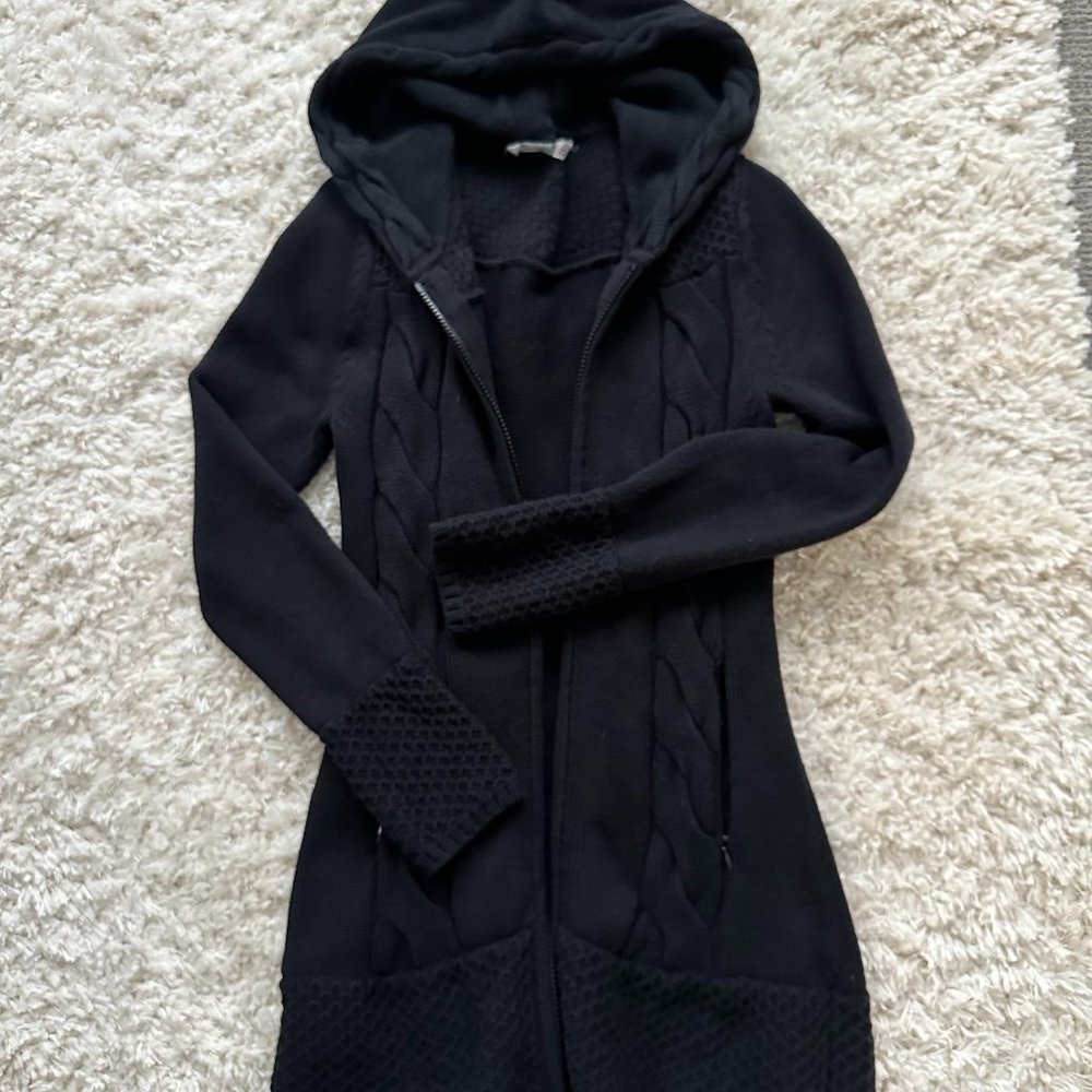 Athleta Hooded Black Sweater Jacket